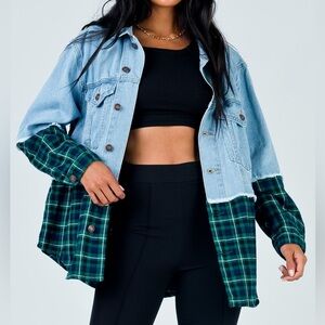 Princess Polly Denim Larkin Flannel Mix Shacket